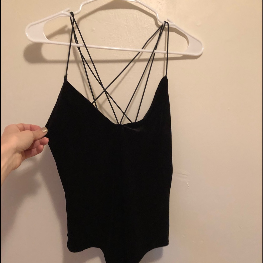 Strappy velvet body suit